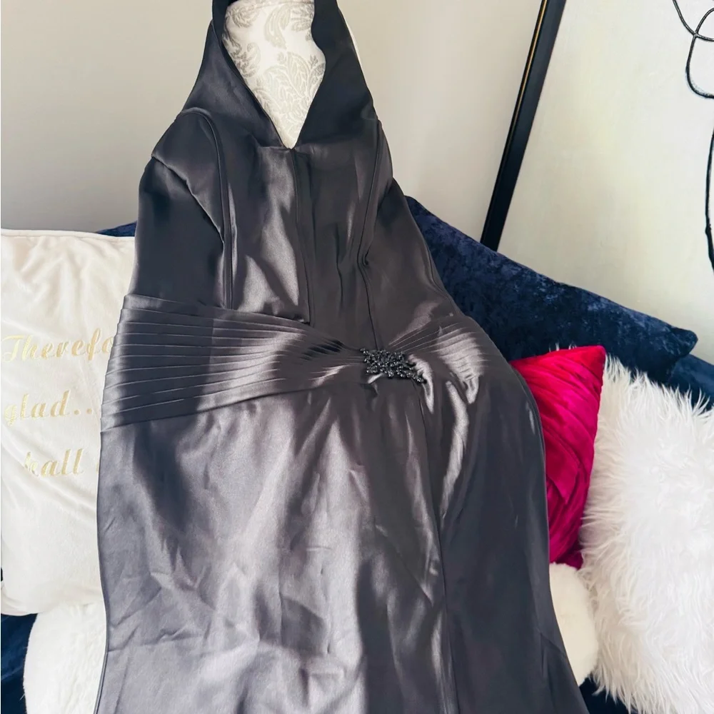 Black Halter Formal Prom Gown - Picture 5 of 12